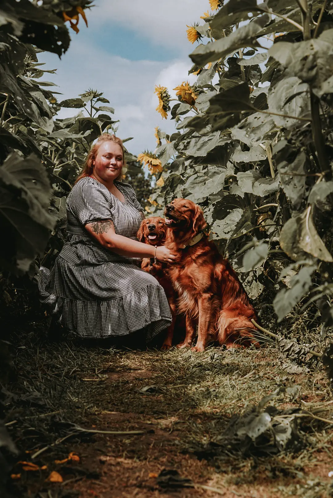 Puppy trainer Madeleine de Vrije with her two golden retrievers