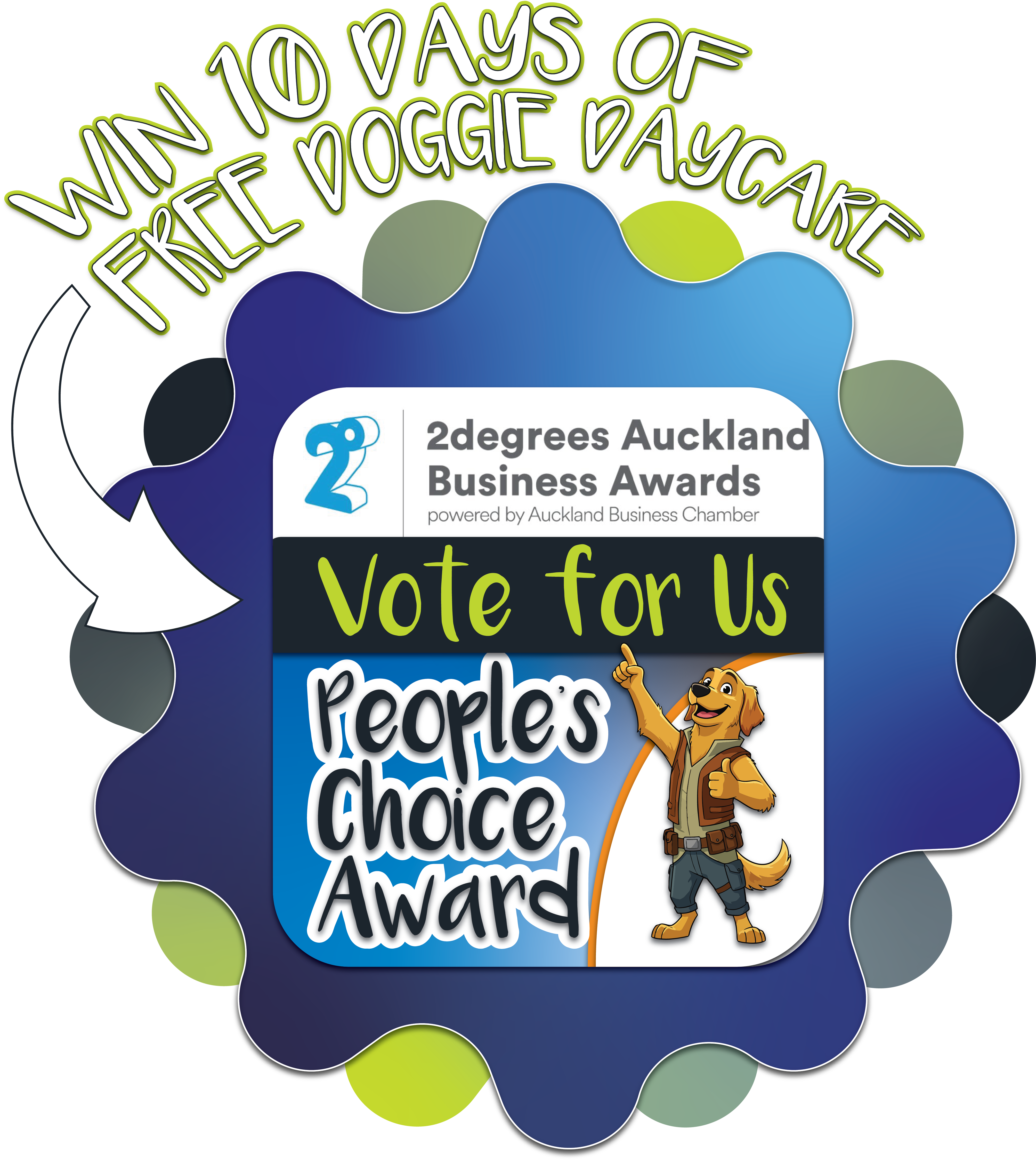 Vote for Pets In The City in the People's Choice Award. Enter for a chance to win 10 daycare days.